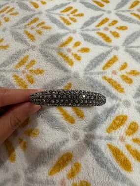 Pave Crystal Bangle Bracelet in Gunmetal